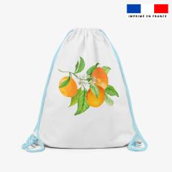 Kit sac à dos coulissant motif oranges et fleurs d'oranger