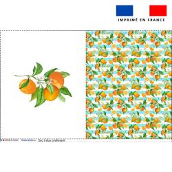Kit sac à dos coulissant motif oranges et fleurs d'oranger