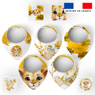 Coupon éponge bavoirs bandana motif lionceau aquarelle