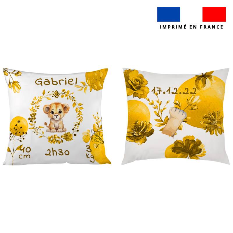 Coupon pour coussin de naissance personnalisé - Lionceau aquarelle