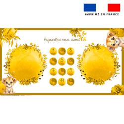 Coupon 135x74 cm pour couverture mensuelle jumeaux motif lionceau aquarelle