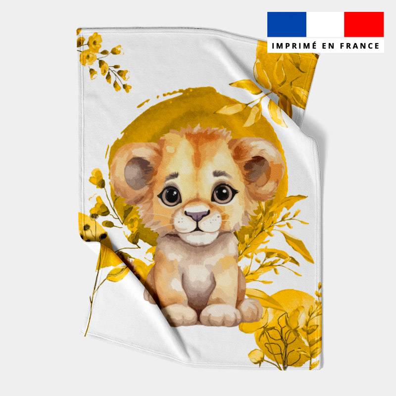 Coupon couverture imprimé lionceau aquarelle