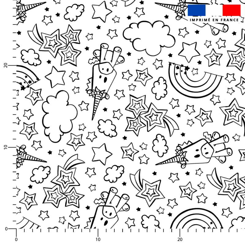 Coton à colorier motif étoile et licorne - Création Stillistic