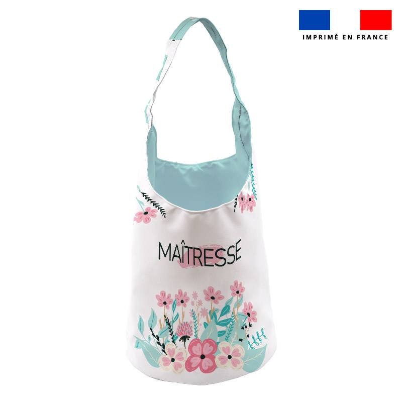 Kit sac seau motif maitresse et fleurs roses