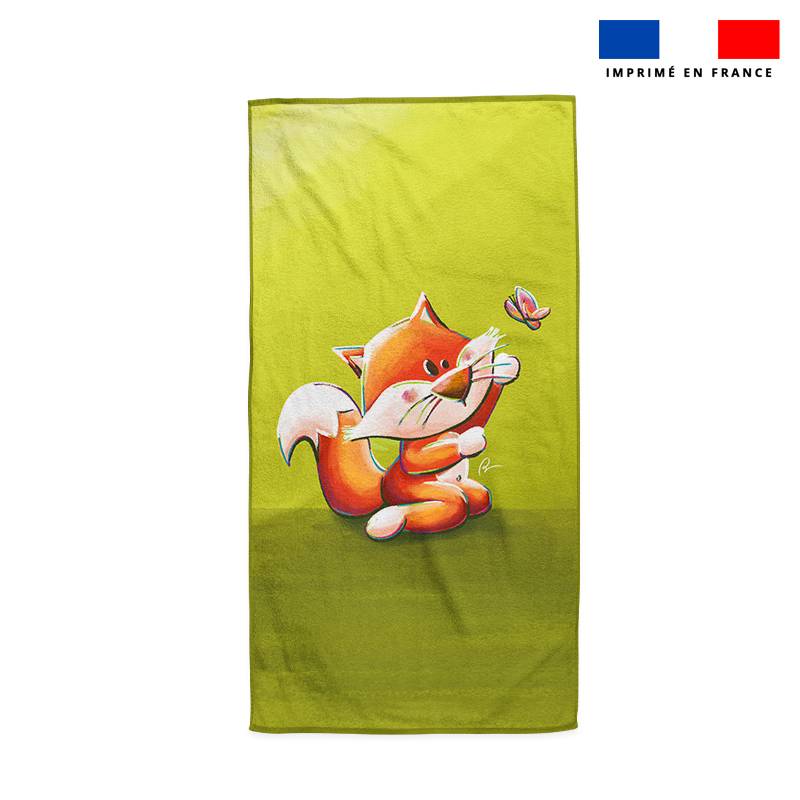 Coupon serviette de plage motif renard - Création Stillistic