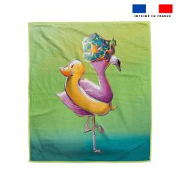 Coupon serviette de plage motif flamant rose plage - Création Stillistic