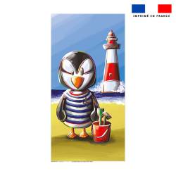 Coupon serviette de plage motif macareux - Création Stillistic