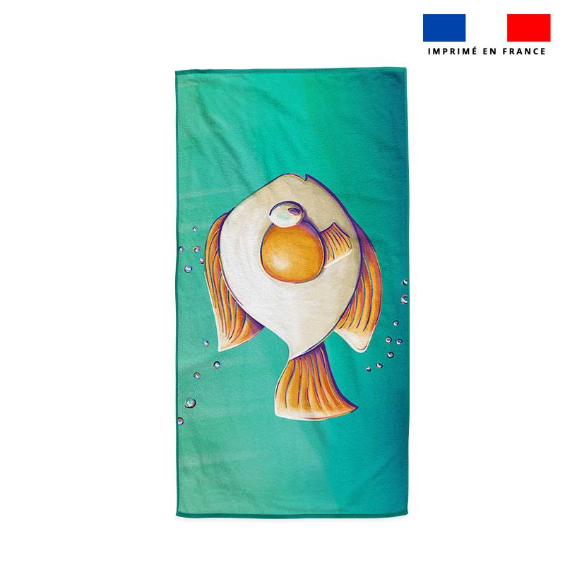 Coupon serviette de plage motif poisson oeuf - Création Stillistic