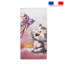 Coupon serviette de plage motif tigre blanc - Création Stillistic