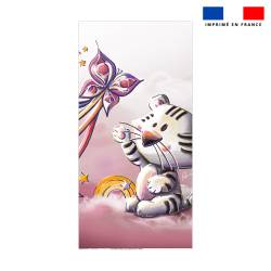 Coupon serviette de plage motif tigre blanc - Création Stillistic