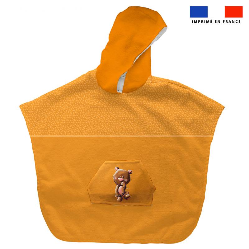 Kit poncho de bain jaune motif ours - Création Stillistic