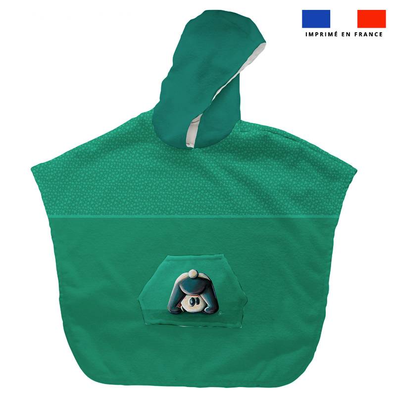 Kit poncho de bain vert canard motif panda - Création Stillistic