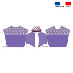 Kit poncho de bain violet motif ange panda - Création Stillistic