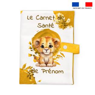 Patron protège carnet de santé personnalisé - Lionceau aquarelle