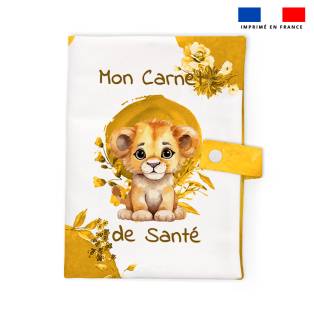 Patron imprimé pour protège carnet de santé motif lionceau aquarelle