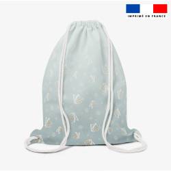 Kit sac à dos coulissant motif lapin féérique - Création Lucie OBATON