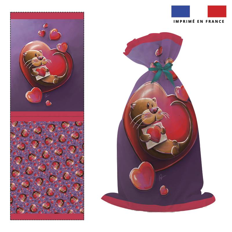 Kit sac à jouets motif loutre coeur - Création Stillistic