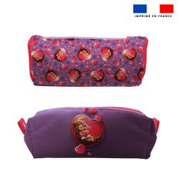 Kit trousse double compartiment motif loutre coeur + 1 trousse assortie - Création Stillistic