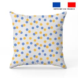 Pois jaune et bleu - Fond blanc