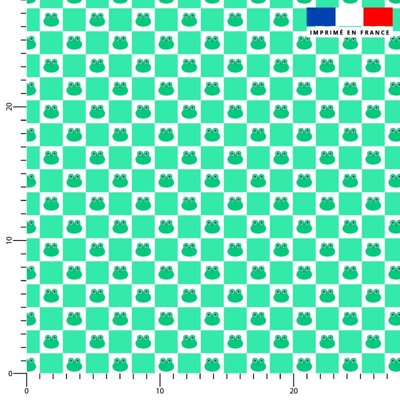 Grenouille et damier vert - Fond blanc