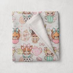 Double gaze blanche motif chiens tea time