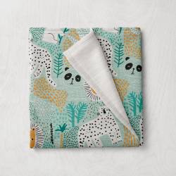 Double gaze vert d'eau motif jungle friends