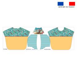 Kit poncho de bain bleu et jaune motif hippo plage - Création Stillistic