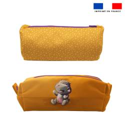 Kit trousse double compartiment motif bébé hippo + 1 trousse assortie - Création Stillistic