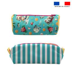 Kit trousse double compartiment motif hippo van + 1 trousse assortie - Création Stillistic