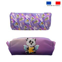 Kit trousse double compartiment motif ange panda + 1 trousse assortie - Création Stillistic