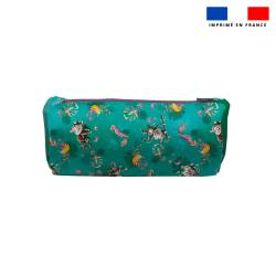 Kit trousse double compartiment motif singe + 1 trousse assortie - Création Stillistic