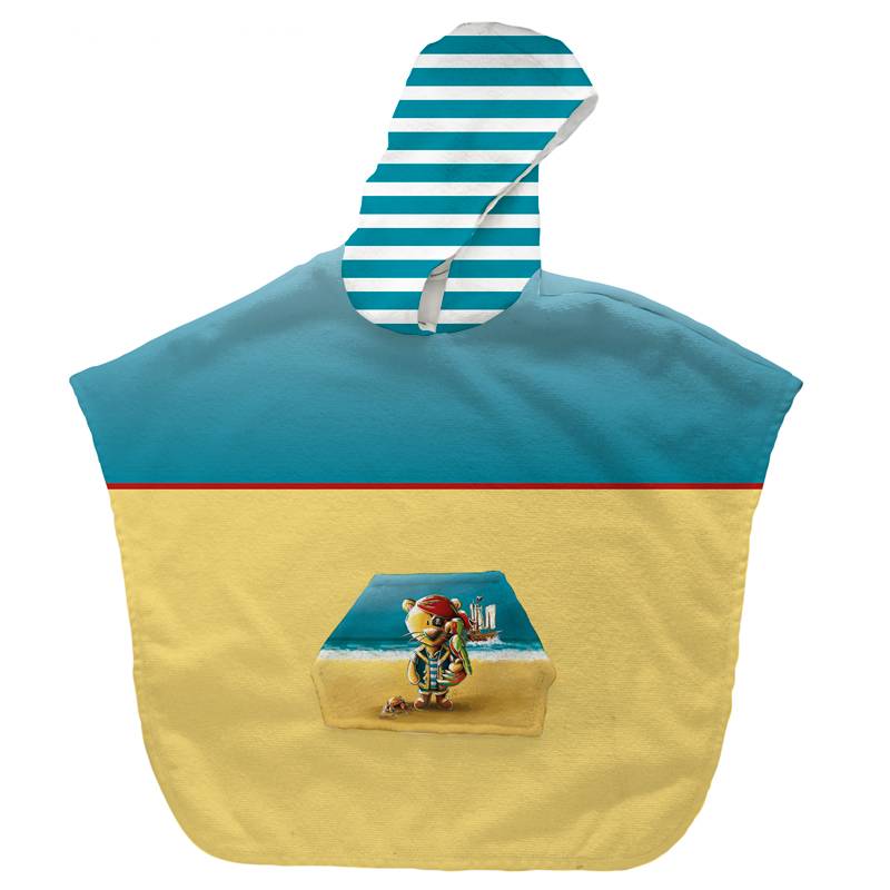 Kit poncho de bain bleu et jaune motif pirate - Création Stillistic