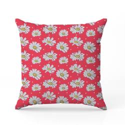 coupon - Coupon 100cm - Marguerites - Fond rose framboise - Création La Fossette - Toile coton 230 gr/m² - 146 cm