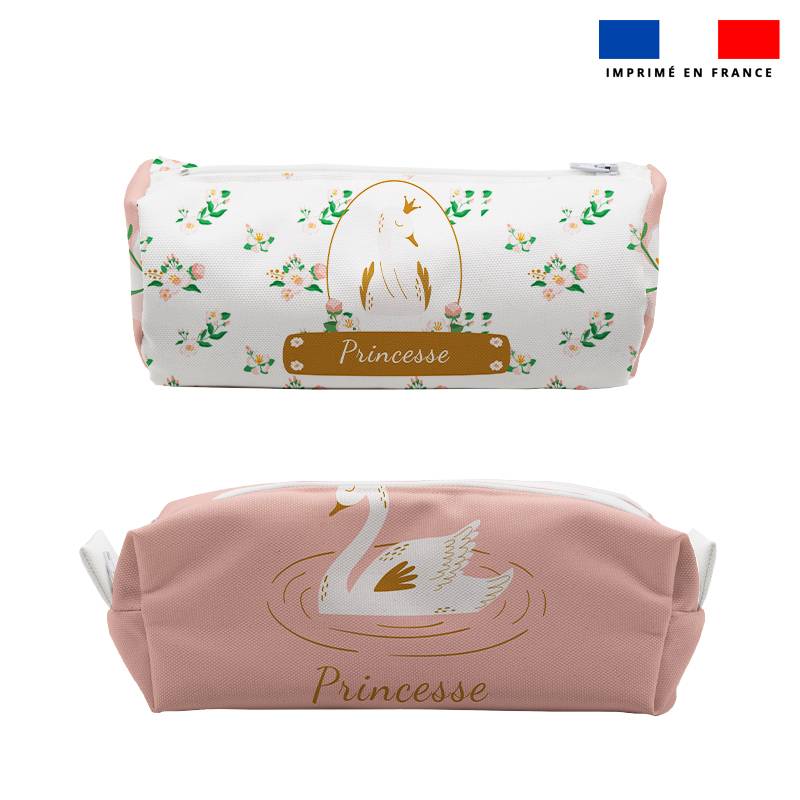 Kit trousse double compartiment motif cygne + 1 trousse assortie