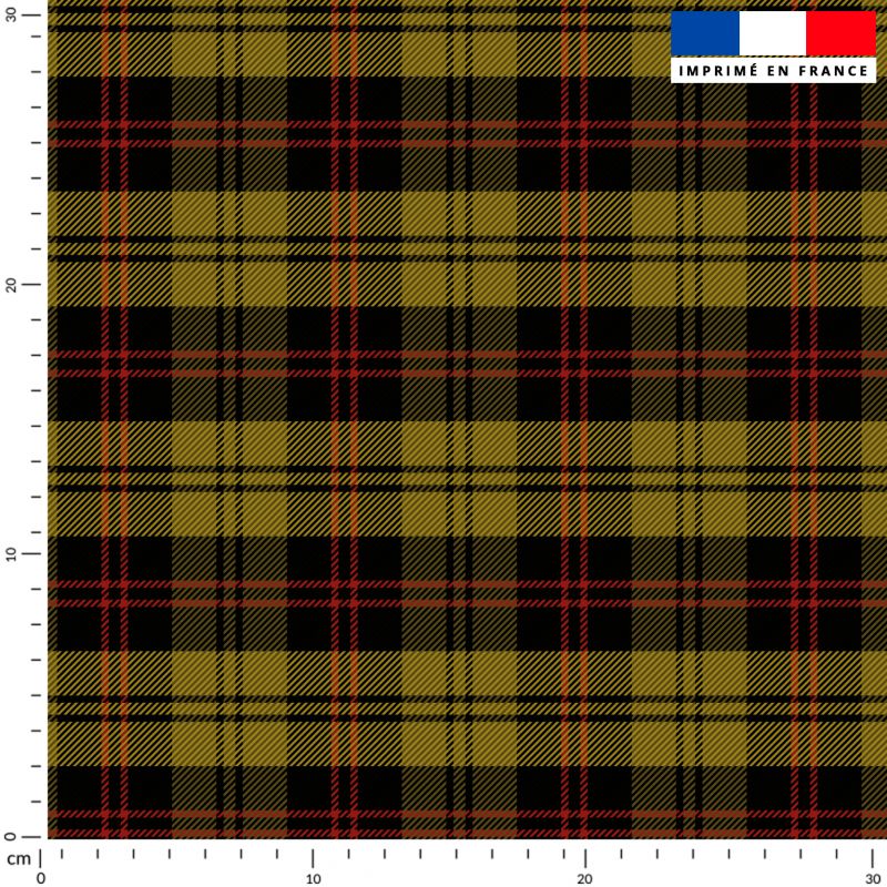 coupon - Coupon 270cm - Tartan noir et jaune  - Burlington 170 gr/m² - 146 cm