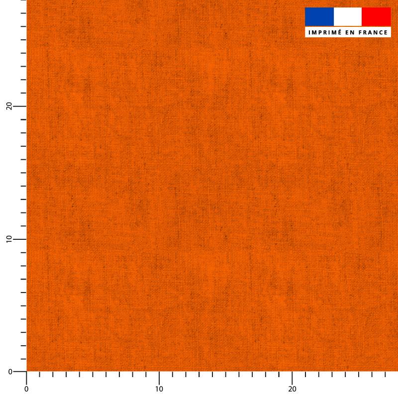 coupon - Coupon 240cm - Tissu imperméable aspect lin orange - Tissu imperméable 300gr/m² - 150 cm