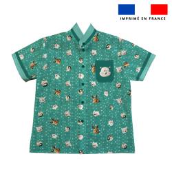 Patron chemise enfant bleu imprimé animaux du froid - Création Stillistic