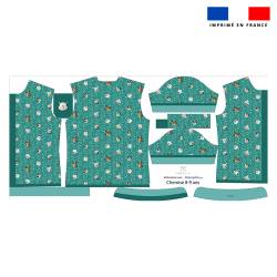 Patron chemise enfant bleu imprimé animaux du froid ours - Création Stillistic