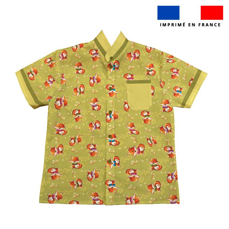 Patron chemise enfant imprimé renard noeud papillon - Création Stillistic