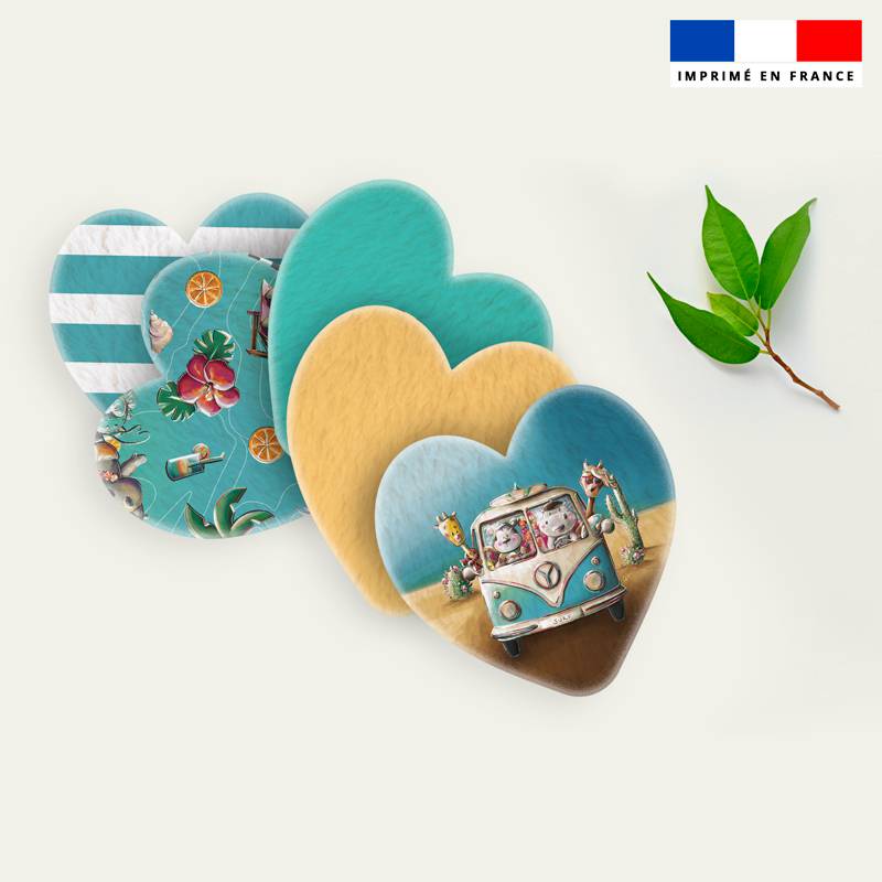 Coupon lingettes lavables coeurs motif hippo surf - Création Stillistic