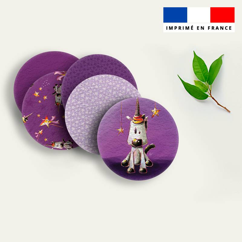 Coupon lingettes lavables rondes motif licorne - Création Stillistic