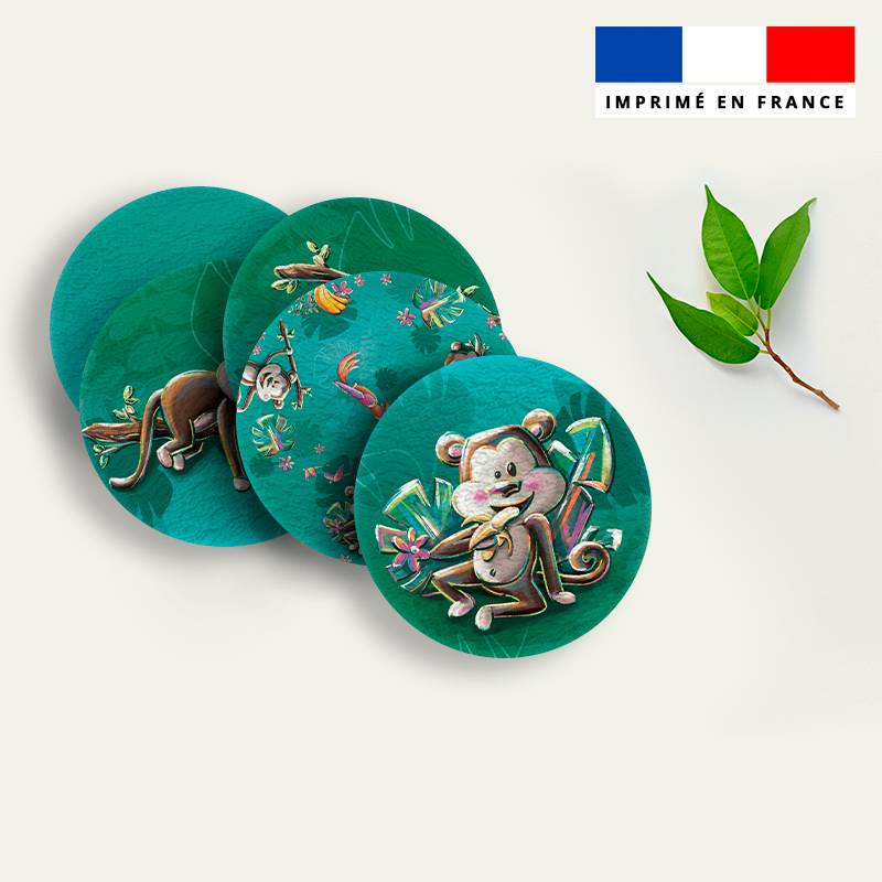 Coupon lingettes lavables rondes motif animaux jungle - Création Stillistic