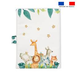 Patron imprimé pour protège carnet de santé motif safari animaux aquarelle