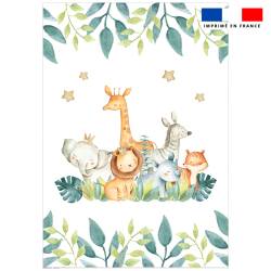 Coupon pour couette imprimé safari animaux aquarelle