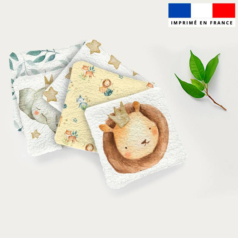 Coupon lingettes lavables motif safari animaux aquarelle