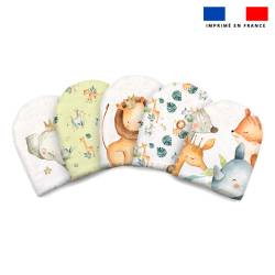 Kit mini-gants nettoyants motif safari animaux aquarelle