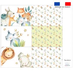 Coupon pour tour de lit motif safari animaux aquarelle