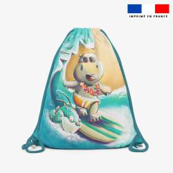 Kit sac à dos coulissant motif hippo surf - Création Stillistic