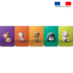 Lot de 5 coupons éponge pour serviettes de table pour enfant motif animaux - Création Stillistic