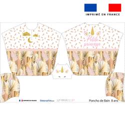 Patron imprimé sur tissu éponge pour poncho de bain motif licorne gold